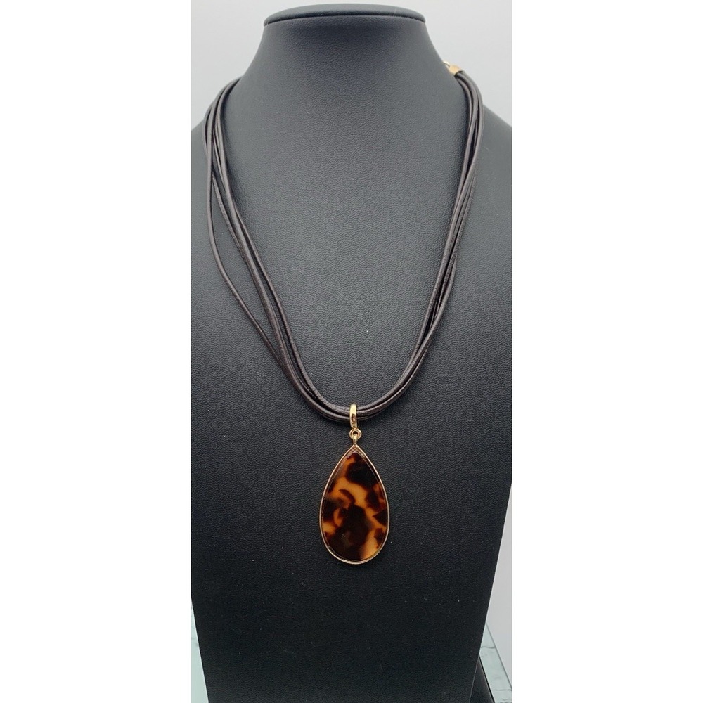 Lauren Ralph Lauren Multi Corded‎ Faux Tortoiseshell Pendant Necklace 14-16"